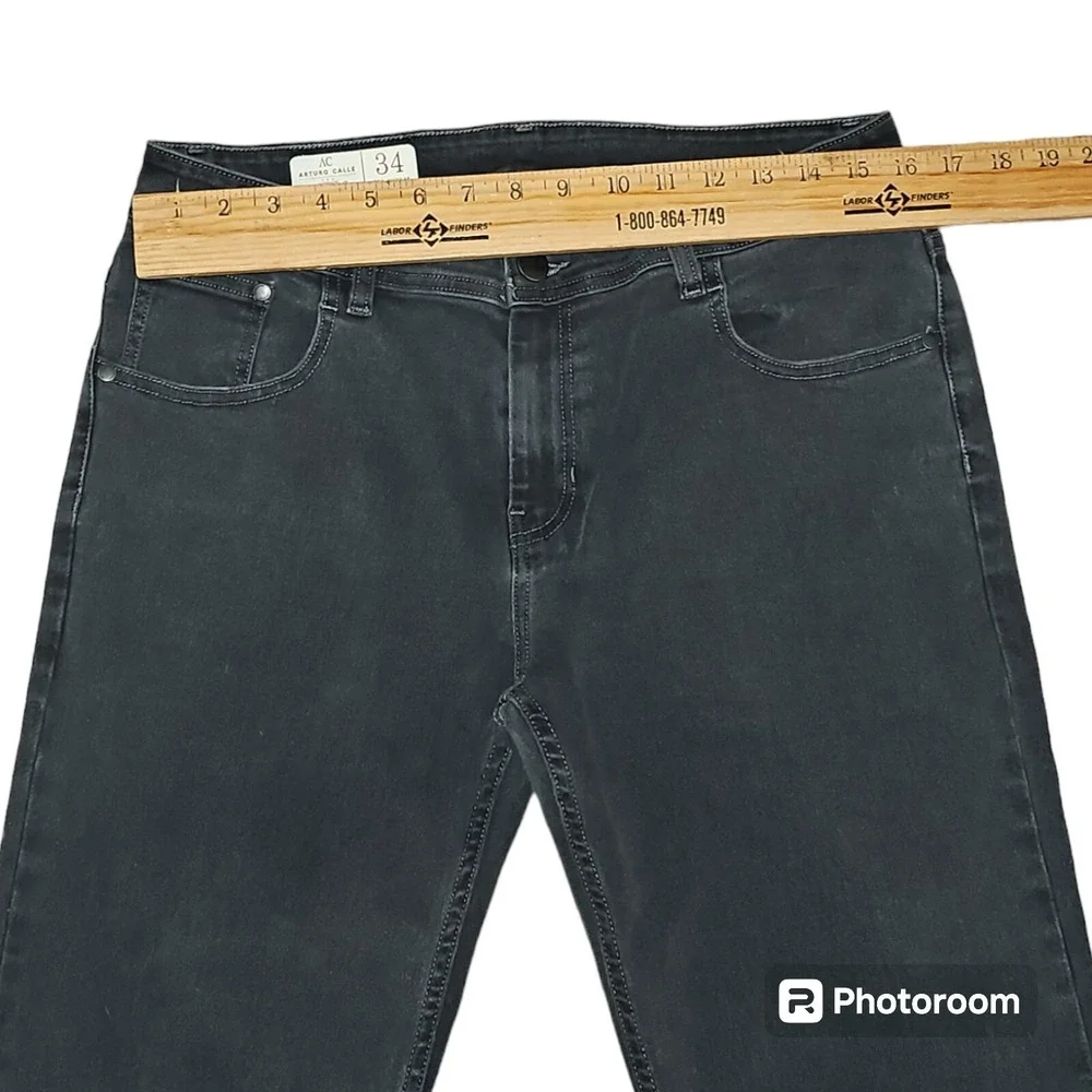 Arturo Calle Men's Black 801 Stretch Regular Medium Wash Faded Jeans 34X34 - Picture 10 of 12